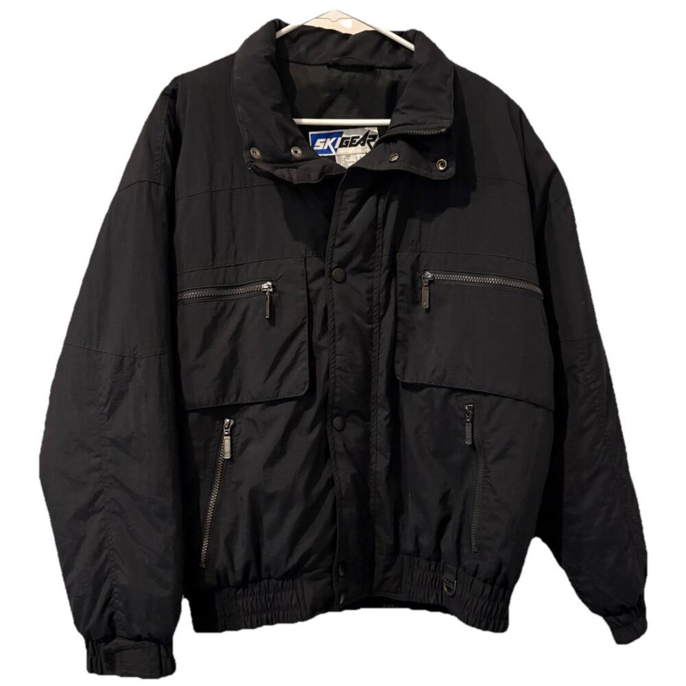 SKIGEAR -Nylon-Zippered & Snap Ski Jacket, Men's Large-Black